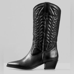 Vagabond Shoemakers Emily Black Leather Cowboy Boot, Size US 6